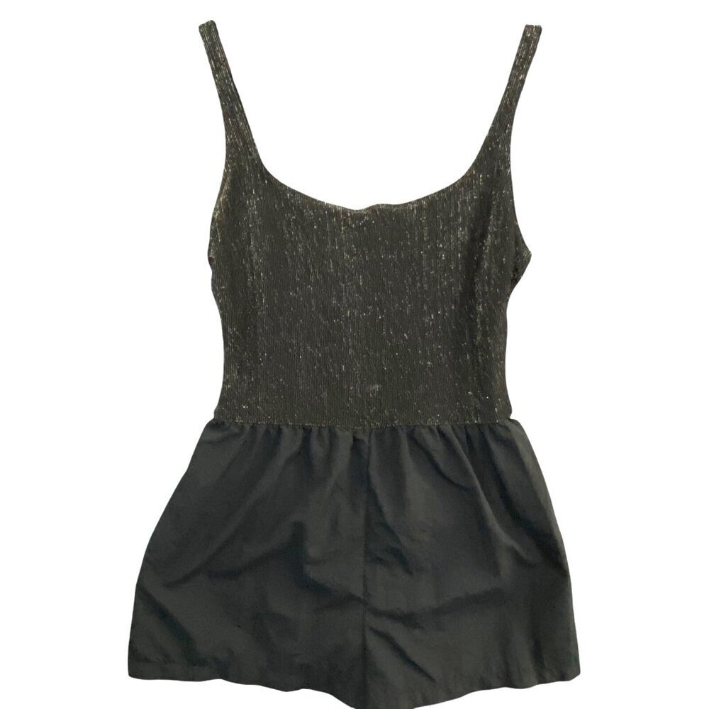 Vintage GABAR Women Swimwear Sz 14 Black Attached Shorts Summer‎ Vacation 79-46